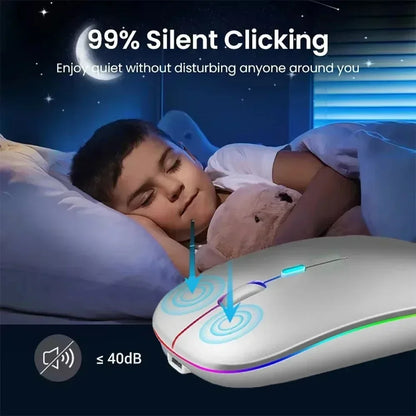 Dual-mode Bluetooth 5.1 Mouse 2.4G Wireless Mouse Rechargeable Silent RGB Backlit Gaming Mouse 1600 DPI Mice for Laptop Tablet